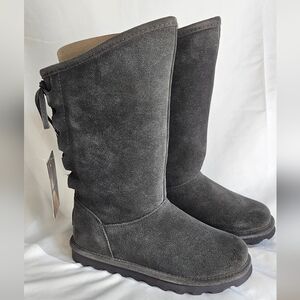 BearPaw Phylly Lace Up Charcoal Suede Boots Size 5